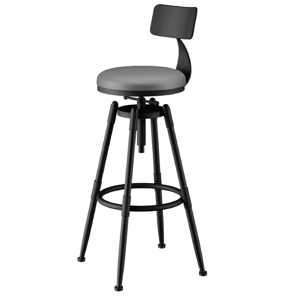GIZNXBA Bar Stools With Back, Swivel Bar Chairs Counter Height Bar Stools Leather Upholstered Breakfast Bar Stools Industrial Bar Stools With Cushion For Dining, Living Room (Color : /Gray)