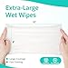 SUNKISS Trustplus Wet Wipes for Adult No Rinse, Extra Large 8”x12” Body Cleaning Washcloths for Elderly Incontinence & Cleansing, Unscented, 200 Count (4 Packs of 50)