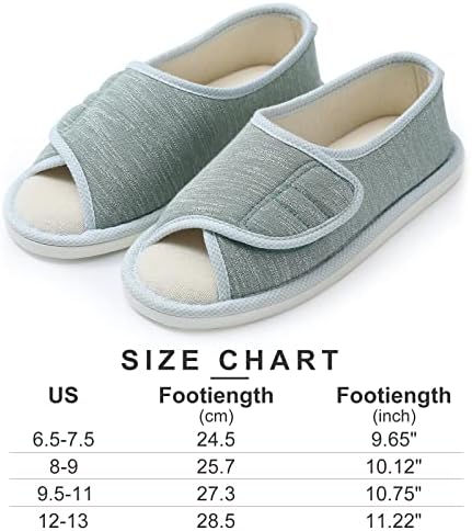 IIITHREE Women's Open Toe Diabetic Slippers with Moisture Wicking Lining, Memory Foam and Adjustable Closure, Arthritis Edema Comfort House Shoes | Image 1