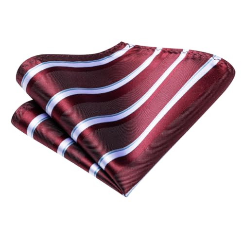 Image of Hi-Tie Men Silk Ties Set with Flower Lapel Pin Necktie Pocket Square Cufflinks for Tuxedo Wedding Business