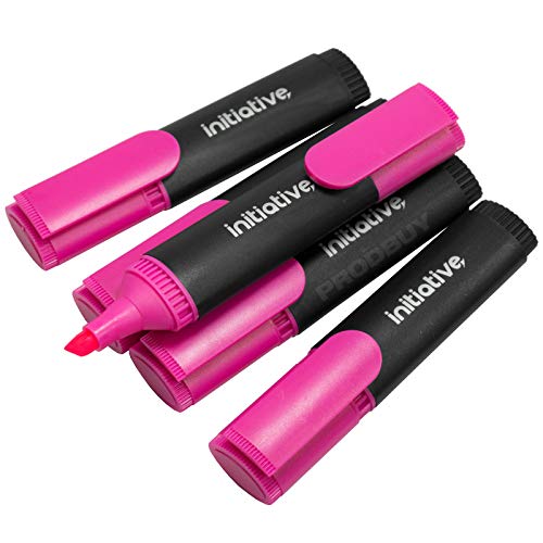 Image of Pack of 20 x Pink Fluorescent Wedge Tip Highlighter Pens (2 x Packs of 10)