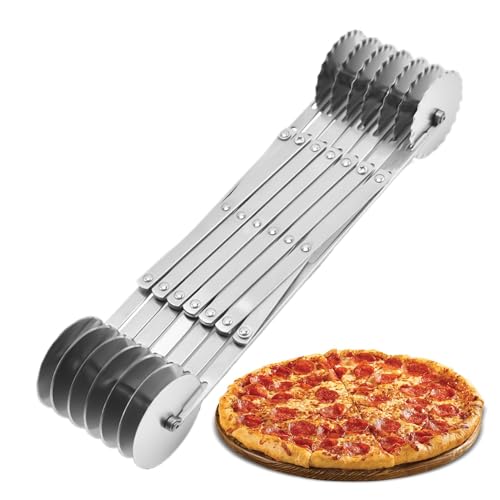 Sghtil Cortador de pizza, rueda de corte de pasta, rodillo para pasta, cortador de de acero inoxidable, divisor escalable para raviolis, lasaña, gofres