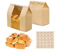 Papier-Brotbeutel für hausgemachtes Brot, Sauerteig-Brot-Kraftpapiertüten, braune Bäckereibeutel mit Fenster für Zuhause, Backen, Verpackung, Aufbewahrung (50)