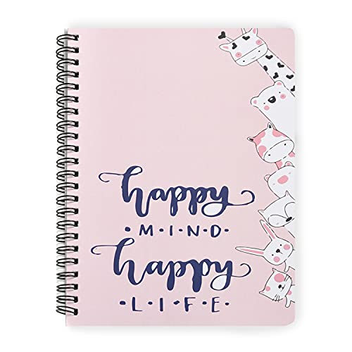 Image of Papboo A5 Handy, Happy Mind, Easy to Carry Spiral Wiro Notebook : 100 GSM Natural Shade Paper, Dot Grid, 120 Pages, Journal, Diary, Gift