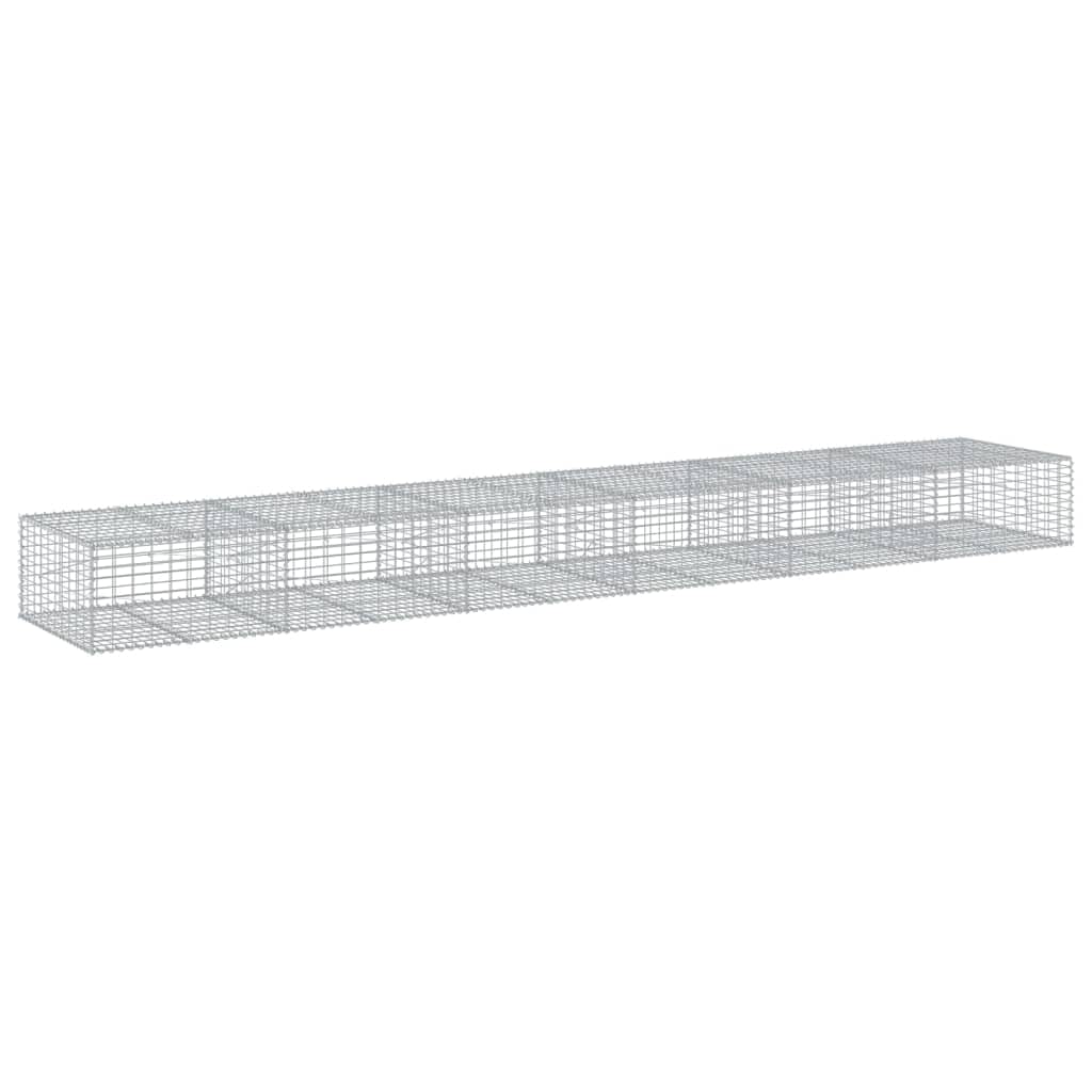 Gavión con tapa, 600 x 100 x 50 cm, cesta de piedra de hierro galvanizado | Cesta de alambre de metal resistente para el jardín para el diseño de paredes de privacidad y cercas en exteriores.