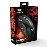 AULA H512 FPS/MMO Gaming Mouse Wired, with 7 Side Buttons Programmable, Rainbow RGB Backlit, DPI&Weight Adjustable, High Performance Ergonomic Optical PC Gaming Mice for Desktop Computer (Black)