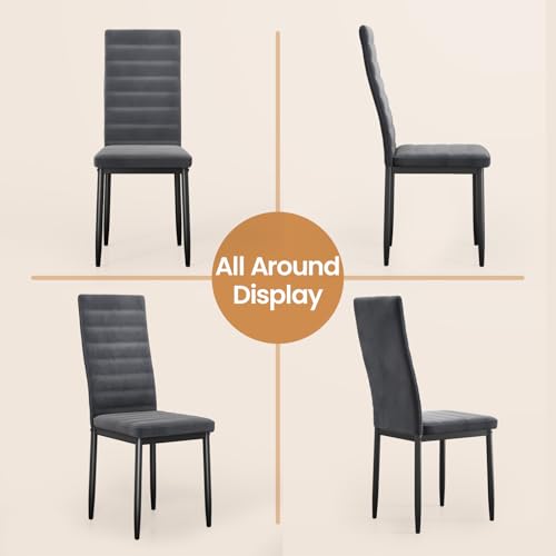 Bealife Esszimmerstühle 4er Set Esszimmerstühle für Küche Esszimmer Samt Sitz gepolsterte Stühle Modern (Dunkelgrau, 4)