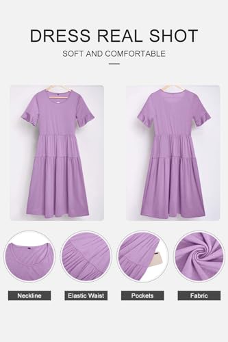 Image of STYLEWORD Womens Summer Casual Short Sleeve Flowy Midi Beach Dress