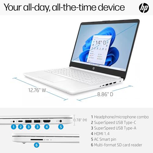 HP 14 Laptop 16GB RAM 128GB SSD + 500GB Ext Windows 11 Pro miniatura 7