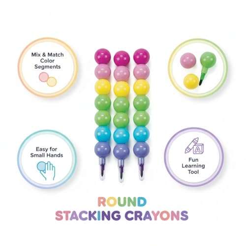 Fun Express Round Stacking Crayons for Kids - Set of 12 - image 2