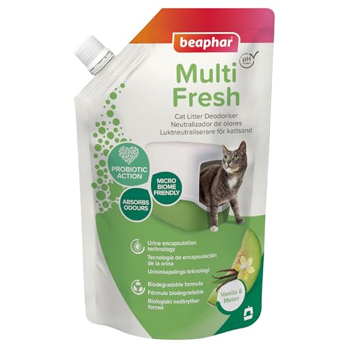 Beaphar Multi Fresh - contra los Malos Olores de la Arena de Gatos - Prolonga la Vida útil de la Arena - Fragancia Melón y Vainilla - 400g