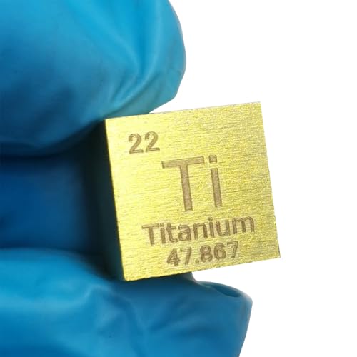 UpGBRF Element Cube Density Cube Metal Cubest Specimen Solid Colourful Titanium Cubes,Side Length 1cm,Golden