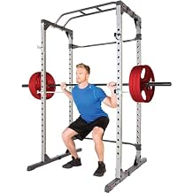 Fitness Reality Power Cage Squat Rack with Optional LAT Pulldown, Cable Crossover, 800 lb Capacity, Multi-Grip Pull-Up Bar, Adjustable Safety Bars, Strength Training for Home Gym