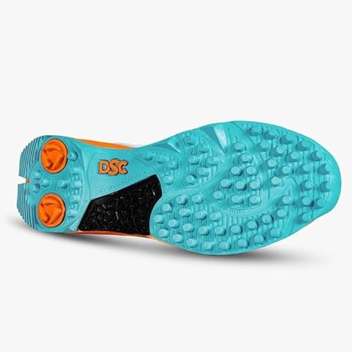 DSC Jaffa 22 Cricket Shoes | Color: White/Navy | Size: 9UK/10US/43EU | for Mens & Boys | Material: Mesh | Breathable Mesh | Non-Slip Sole for Improved Durability for Stability