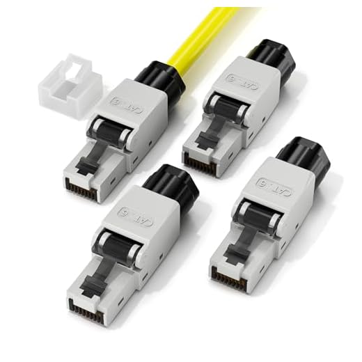 LEENUE RJ45 Stecker Werkzeuglos Cat6, 1 Gbit/s 250 MHz Netzwerkstecker Werkzeuglos POE für Cat6 Cat5E Cat5 Verlegekabel,Lan Stecker Cat 6 Werkzeuglos, Wiederverwendbar, 4 Stück