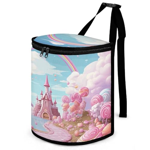 Cubo de basura para coche rosa redondo colgante bolsa organizadora impermeable