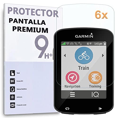 REY 6X Protector de Pantalla para Garmin Edge 820 - Edge 520 - Edge 520 Plus, Premium, proteccción para Rayaduras, Roturas y Humedad