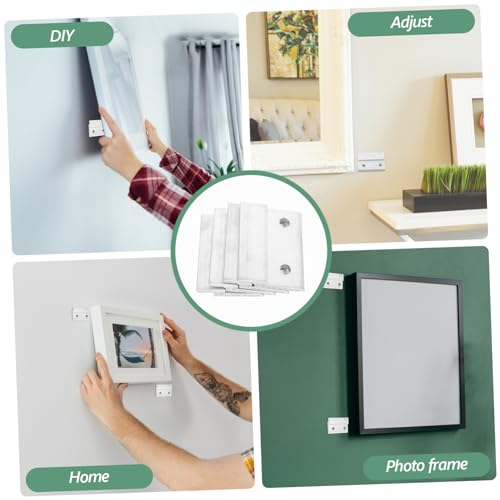 Image of Generic 4pcs Aluminum Picture Hangers Hooks Heavy-Duty Frame Hangers for Easy Wall Mounting Non- Design for Photos and Art for Projects