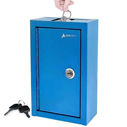 Adiroffice Grande clé Drop Box - Grande capacité Boîte de rangement de qualité commerciale - sûr et sécurisé colis et paquets supplémentaires - pour une utilisation Home & Business bleu Cover
