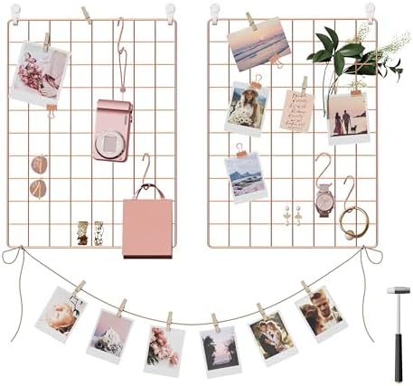 SONGMICS Wall Grid for Photo, Metal Wall Grid Panel, DIY Wire Pho...