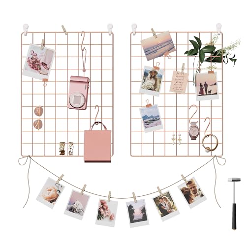 SONGMICS Wall Grid for Photo, Metal Wall Grid Panel, DIY Wire Pho...
