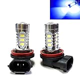 SOCAL-LED 2x H11 H8 LED Fog Light Bulb 15W SMD 5730 12V High Power Bright DRL Bulbs, Blue