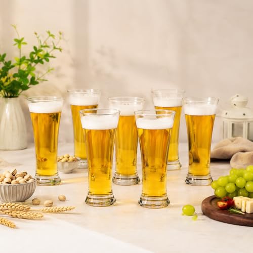 Image of WRINGO Beer Glasses Set of 6, 400ML Glass Mug with Handle, Large Big Heavy Mugs for Freezer, Multipurpose Mugs, Dishwasher & Microwave Safe (BR-03)