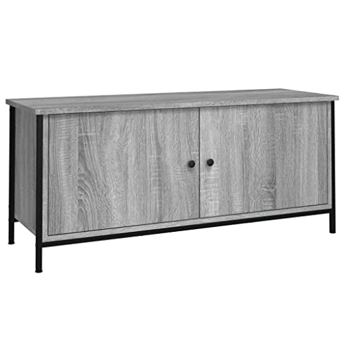 vidaXL Meuble TV avec Portes, Armoire de Télévision avec Compartiments, Meuble Télé avec Rangement Salon Salle de Séjour, Industriel, Sonoma Gris Bois...