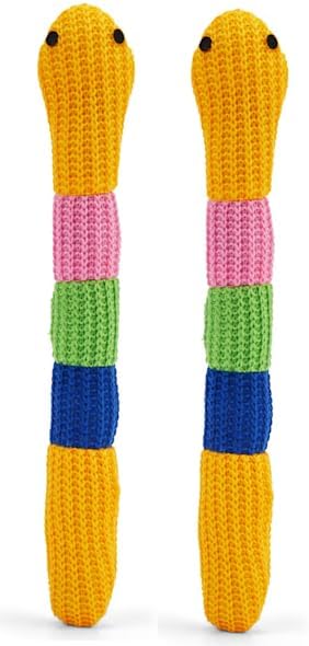 Crochet Snake Cat Toy with Certified Organic Catnip – Soft Crocheted Plush, Interactive Chew & Dental Toy for Cats & Kittens, X-Small (Yellow, 2 Pack)