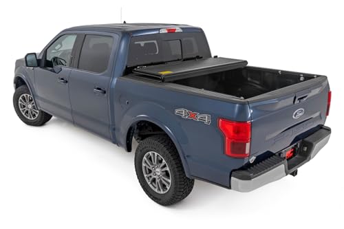 Rough Country Hard Tri-Fold Tonneau Cover for Ford F-150 (2015-2020) - Low-Profile Aluminum Truck Bed Cover, Fits 5'7 Bed (67.1") - image 4