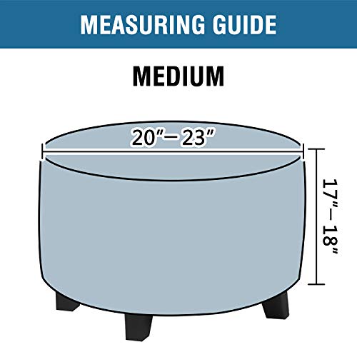 H.versailtex Ottoman Cover Stretch Ottoman Slipcover Round Ottoman Storage Cover Folding Stool Covers Furniture Protector Cover For Footrest Ottoman Fit Dia 20" - 23", Dusty Blue #TOP1