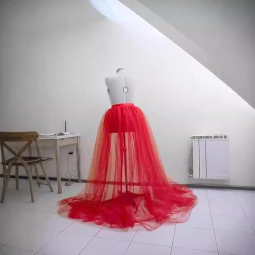 Women See Through Mesh Tulle Tutus Overlay Long Skirt Wedding Cocktail Prom Bandage Long Dress Detachable Overskirt4