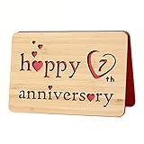 7 Year Anniversary Card,Handmade With Real Bamboo Wood, Greeting Cards for Him,to Say Happy 7 Years Valentines Day Card, 7th Wedding Anniversary Funny Gifts for Wife,Him or Her (7th Ann.)