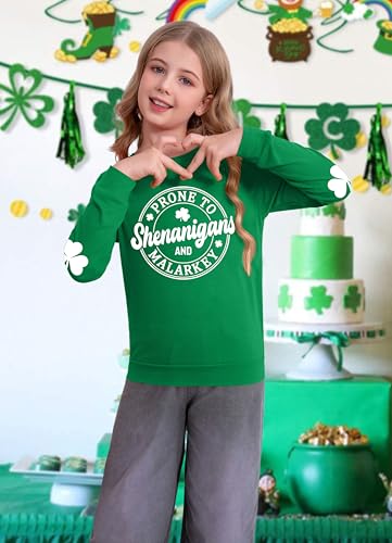 Kids St. Patrick's Day Shirts Girl Shamrock Graphic Shirts St Patty's Lucky T-Shirt Irish Long Sleeve Tops 5-14y3