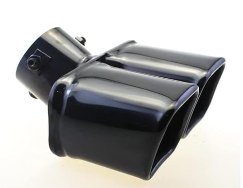 Di-CoPoss【ディコポス】汎用 車用マフラーカッター 焼け色 下向き 2本出し 斜めカット ステンレス 製 テールパイプ デュアル 出し ドレスアップ 鏡面 カスタム プリウス 大型車 軽自動車等 (2本ブラック角形)