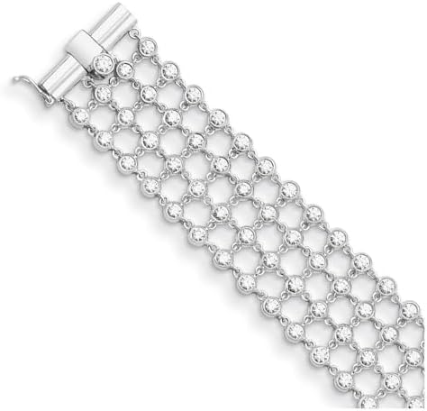 18K White Gold Diamond 4 Row Chain Bracelet 7.25"