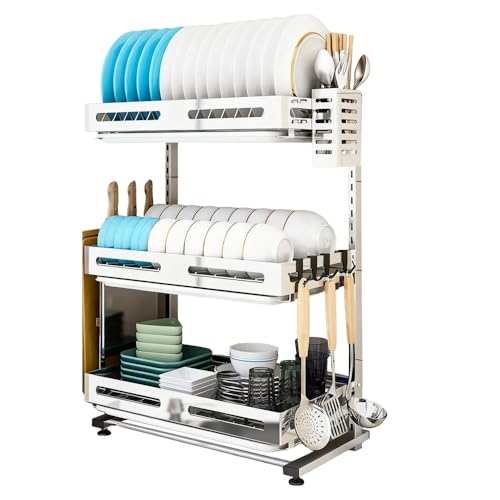 Égouttoir à vaisselle mural en inox réglable pour optimiser un petit comptoir