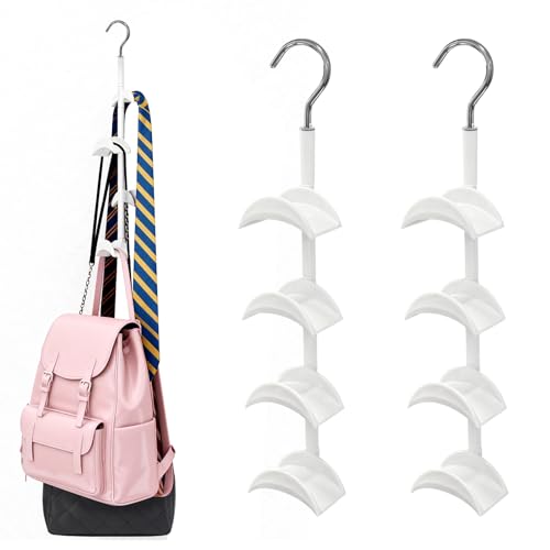 Solinorex Porte-Sacs Rotatif 360° – 2 Pièces, Organisateur de Rangement pour Sacs à Main, Crochet pour Sacs, 4 Crochets, Gain de Place pour Placard ou Mur,...