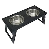 ecoFLEX Adjustable Height Double Dog Bowl by New Age Pet-Large-Espresso