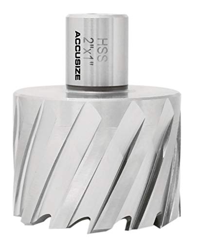 Accusize Industrial Tools Hss Annular Cutter, 2'' Diameter By 1'' Depth With 3/4'' Weldon Shank, Ansi Standard, 2080-2037 #TOP2