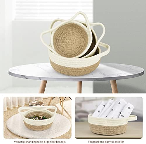 Nlmayt Storage Basket, Cotton Rope Woven Storage Basket, Storage Basket With Cat Ears Handles, Bathroom Storage Basket Set, 3 Pack