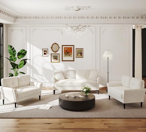 69" Small Sofa, Soft Small Couch with 2 Pillows, Comfy Love Seat Couches, Tool-Free Setup Loveseat Sofa, 700lb Load Sofas for Living Room, Cozy Couches for Living Room, Mini Couch for Bedroom, White