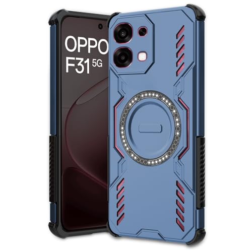 Image of AESTMO Back Case Cover for Oppo F31 / F33 5G | Magnetic Case with Built-in Metal Ring | Compatible with MagSafe Accessories | Shockproof Hybrid (PC + TPU (Blue)