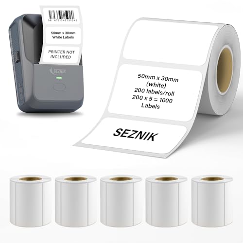 Image of Seznik Thermal Lables, 50mmx30mm Labels, 2 inch Self-Adhesive Thermal Labels for Thermal Printer [Printer NOT Included] (50mmx30mm - 1000 Lables)