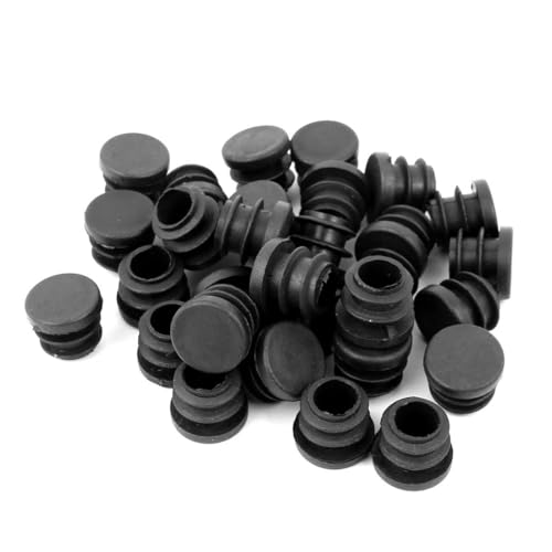 TA-VIGOR 30Pcs Round Plastic Tube Inserts 15mm Chair Leg End Caps, Black Pipe Cap Furniture Plug Protectors, Blanking End Caps for Table Chair Feet, Plastic End Caps Tube Plug Covers