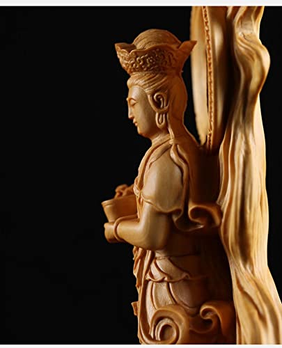 Estatua Buddha Guan Yin de Madera Tallada a Mano miniatura 5