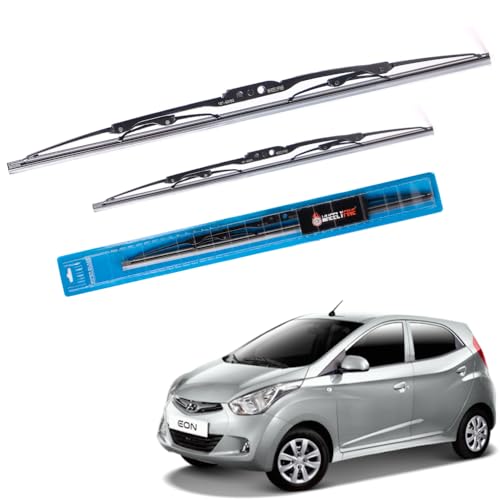 Image of Windshield Car Wiper Blades Metal Frame Water Repellant Cleaning Wiper Blades Refills Best for Hyundai Eon (2011 Onwards) Dr 22 inch /Pa 16 inch