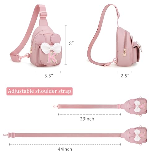 Image of Initial Purse for Girls Kids,Birthday Gifts for 3-8 Years Old | Personalized Crossbody Bag, Small Toddler Sling Bags Cute Fanny Pack, Gifts for Daughter Sister Grandkids, Pink K