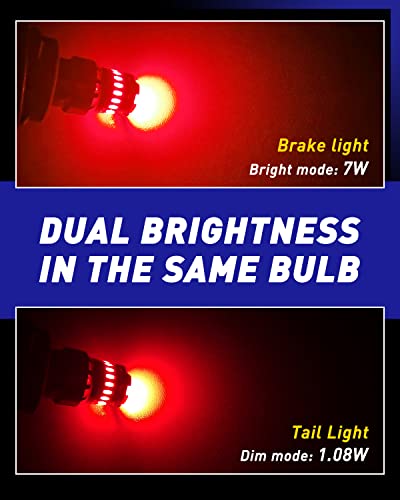Autoone 1157 Led Bulb Red For Brake Lights, 2057 2357 7528 Bay15D Led Bulbs For Tail Light, 300% Brighter Canbus Ready Plug And Play Waterproof Led Bulbs, Pack Of 2 #TOP6