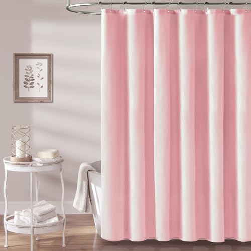 BTTN Pink Fabric Shower Curtain - Linen Textured Weighted Cloth Shower Curtain Set with 12 Plastic Hooks, Machine Washable, Hotel Spa Luxury Neutral Decorative Modern Bath Curtains for Bathroom, 72x72 by BTTN - Image 6